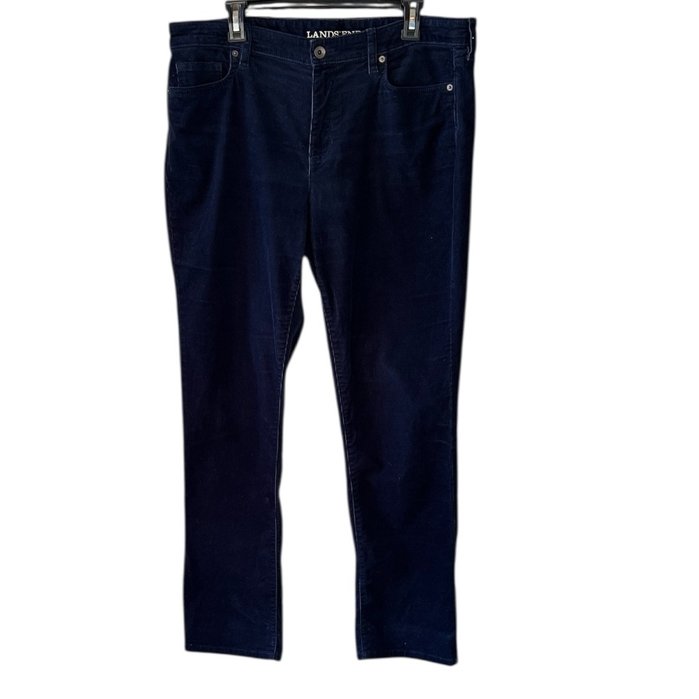 Land’s End Sz 14 Navy Mid Rise Straight Corduroy Jeans